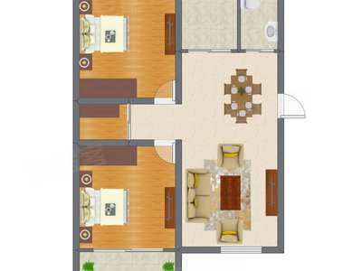 2室2厅 74.55平米