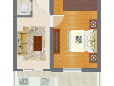 1室1厅 39.65平米户型图