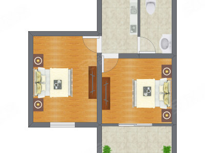 2室0厅 52.03平米户型图