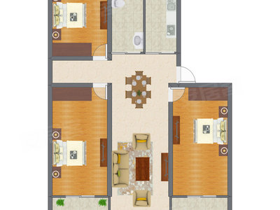 3室2厅 128.57平米