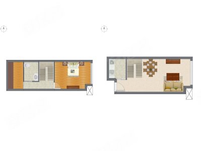2室2厅 32.90平米户型图