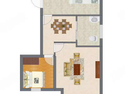 1室1厅 43.85平米