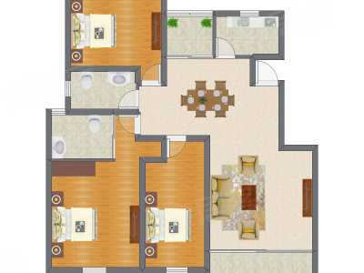 3室1厅 123.00平米