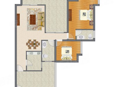 2室2厅 118.00平米