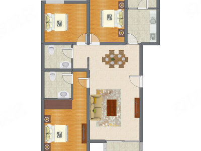 3室2厅 122.17平米户型图