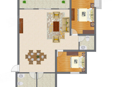 2室2厅 95.81平米
