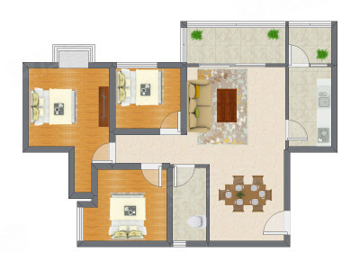 3室2厅 99.52平米