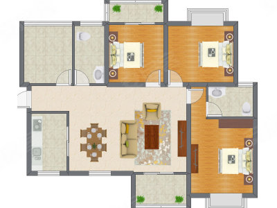 3室2厅 97.83平米