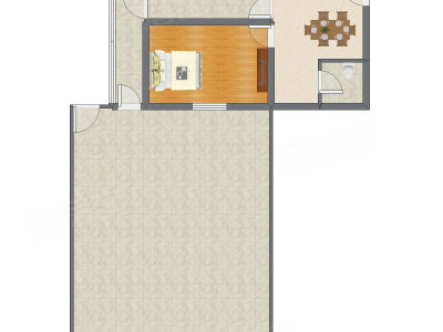 1室1厅 55.62平米户型图