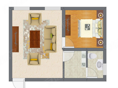 1室1厅 59.52平米户型图