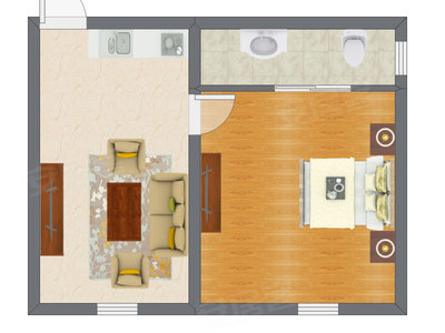 1室1厅 36.77平米户型图