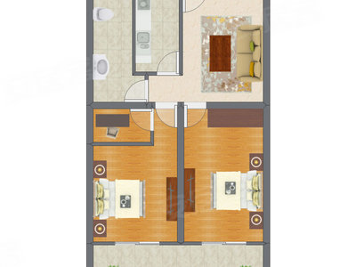 3室1厅 59.60平米户型图