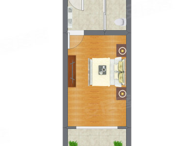 1室0厅 34.66平米户型图