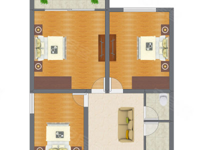 2室2厅 65.55平米