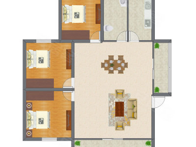 3室2厅 120.70平米户型图
