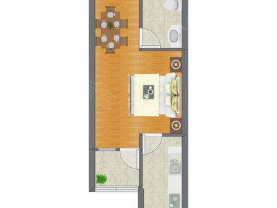 1室0厅 45.65平米户型图