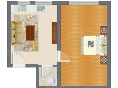 1室1厅 49.58平米