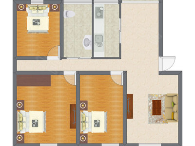 3室1厅 81.80平米