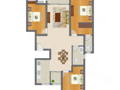 3室2厅 115.97平米户型图