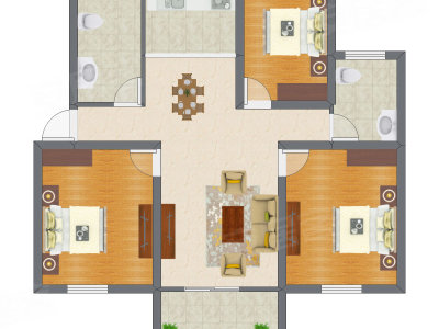 3室2厅 80.54平米