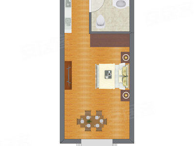1室1厅 27.70平米户型图