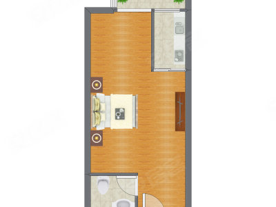 1室0厅 48.54平米户型图