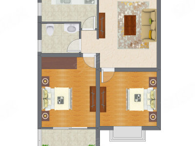 2室1厅 98.55平米