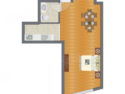 1室0厅 62.25平米户型图
