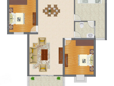 2室2厅 100.64平米户型图