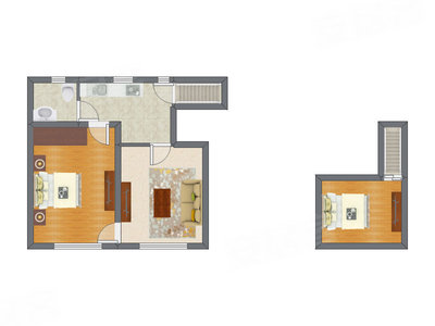 2室1厅 59.71平米户型图