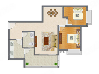 2室2厅 81.72平米户型图