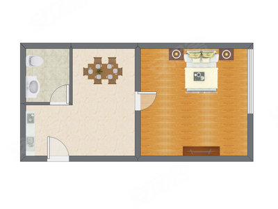 1室1厅 64.46平米户型图