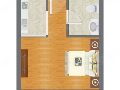 1室0厅 33.48平米户型图