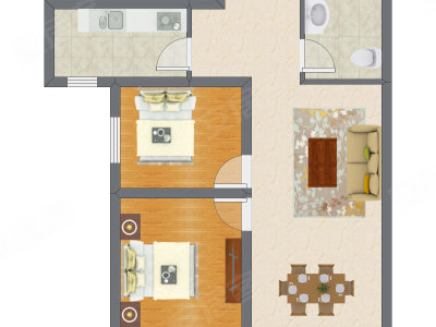 2室2厅 73.60平米户型图