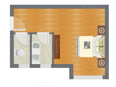 1室0厅 36.56平米户型图