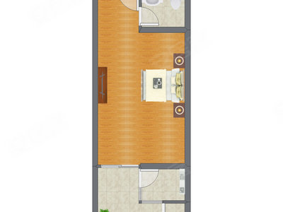 1室0厅 52.50平米户型图