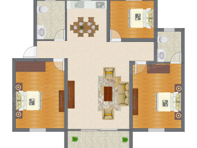 3室2厅 101.23平米