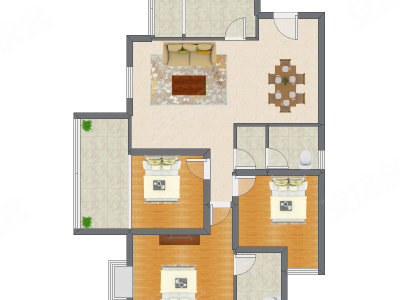 3室2厅 107.57平米