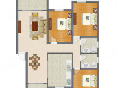 3室2厅 128.52平米