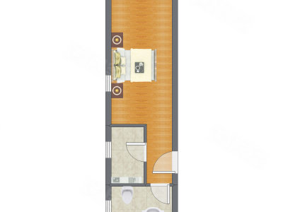 1室0厅 39.92平米户型图