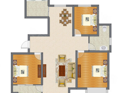3室2厅 119.00平米户型图