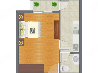 1室0厅 29.27平米户型图
