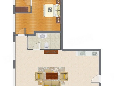 1室2厅 98.46平米户型图