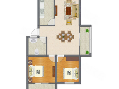2室2厅 90.50平米
