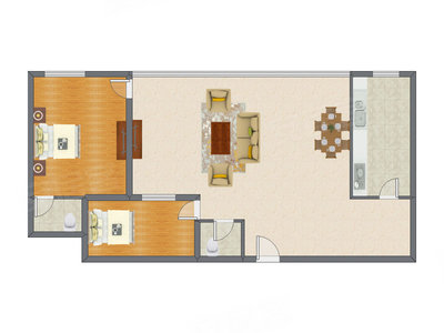 2室2厅 142.30平米户型图