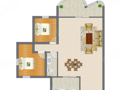 2室2厅 79.00平米户型图