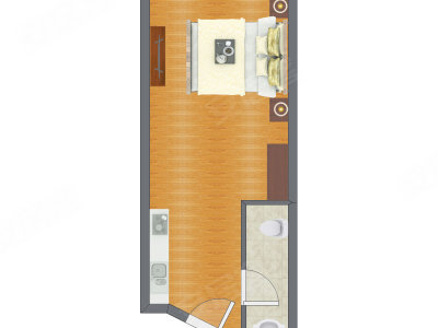 1室0厅 31.62平米户型图