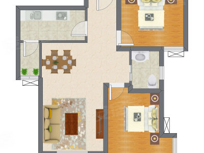 2室2厅 72.25平米户型图