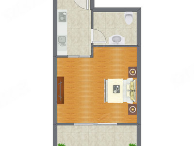 1室0厅 53.00平米户型图