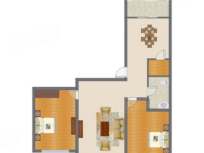 2室2厅 136.44平米户型图